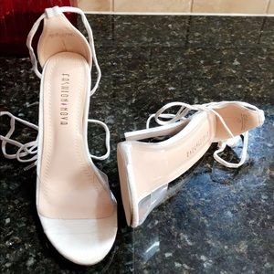 Clear Toe Strap Up Heels